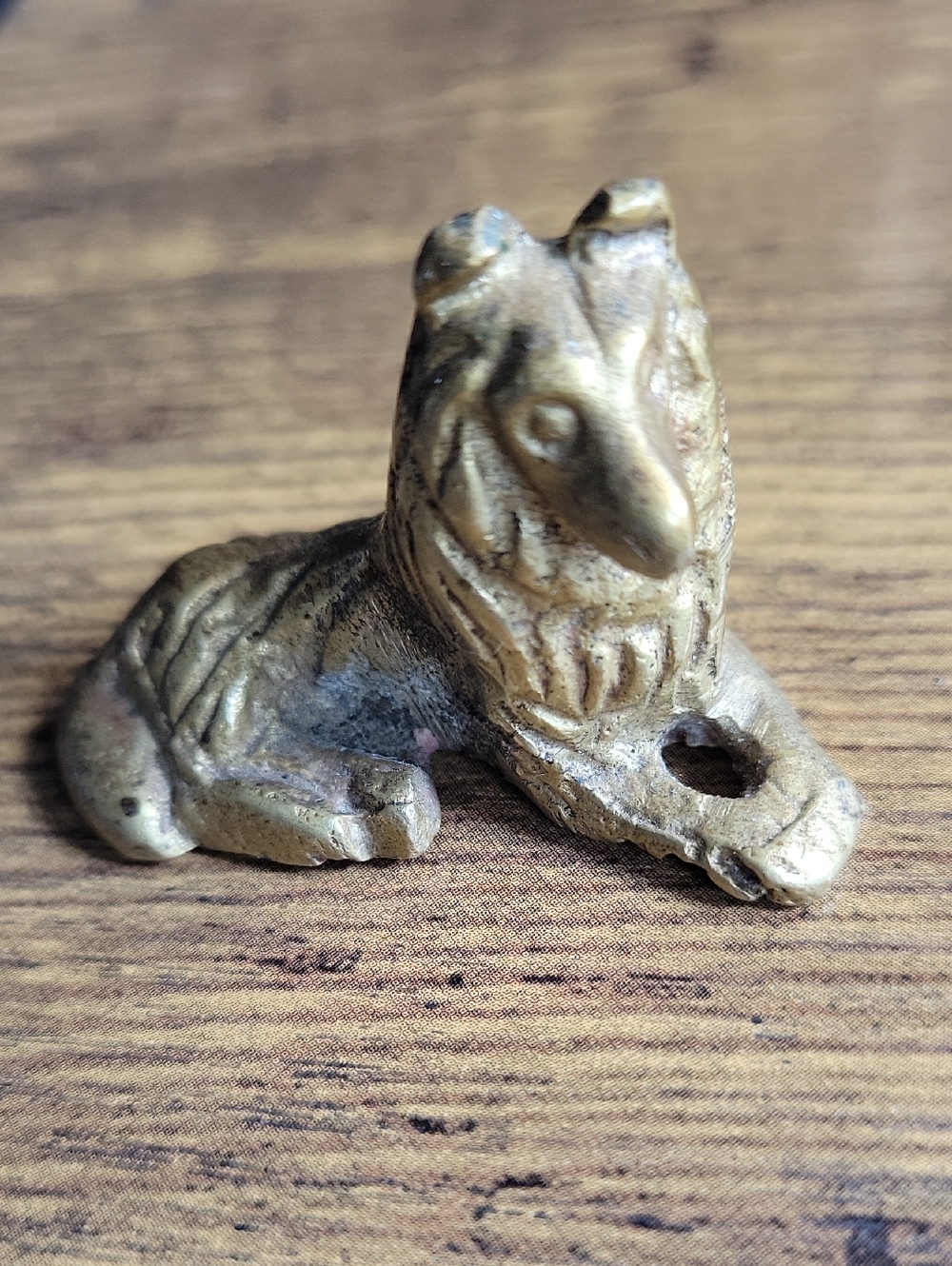 Small Brass Lion Figurine - Antique Gold Tone